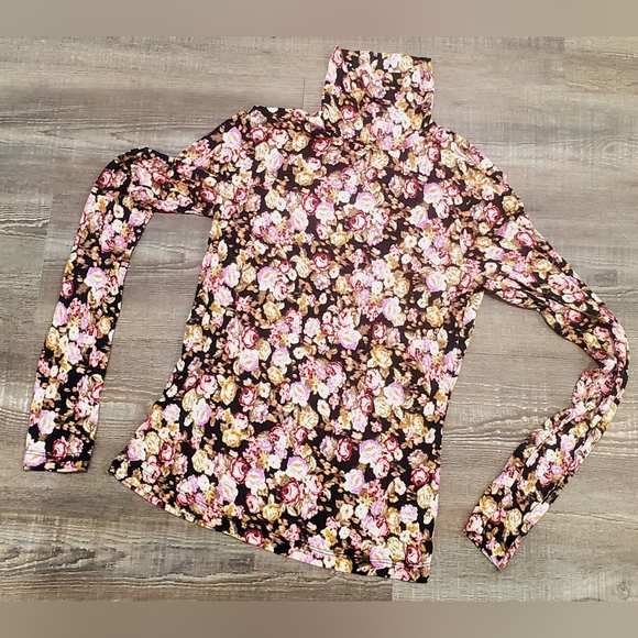 Black and Yellow  Floral Long Sleeve Turtleneck by H & M size Small - Picture 3 of 10